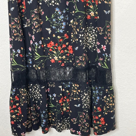 Alice + Olivia Cherri Off The Shoulder Floral Black/Multicolor Maxi Dress Size 6 - Picture 4 of 15